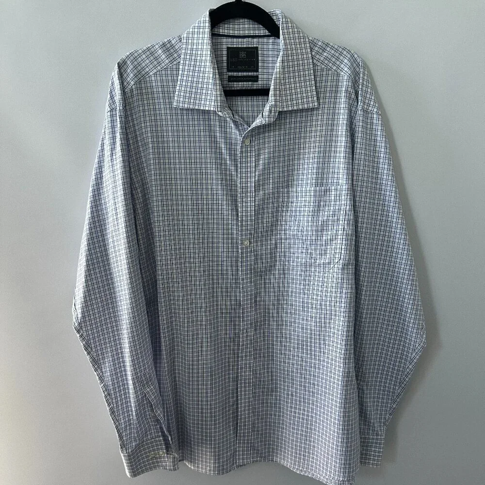 Marks & Spencer Blue, Purple & White Checked Men's Dress Shirt 100% Cotton - Picture 1 of 14